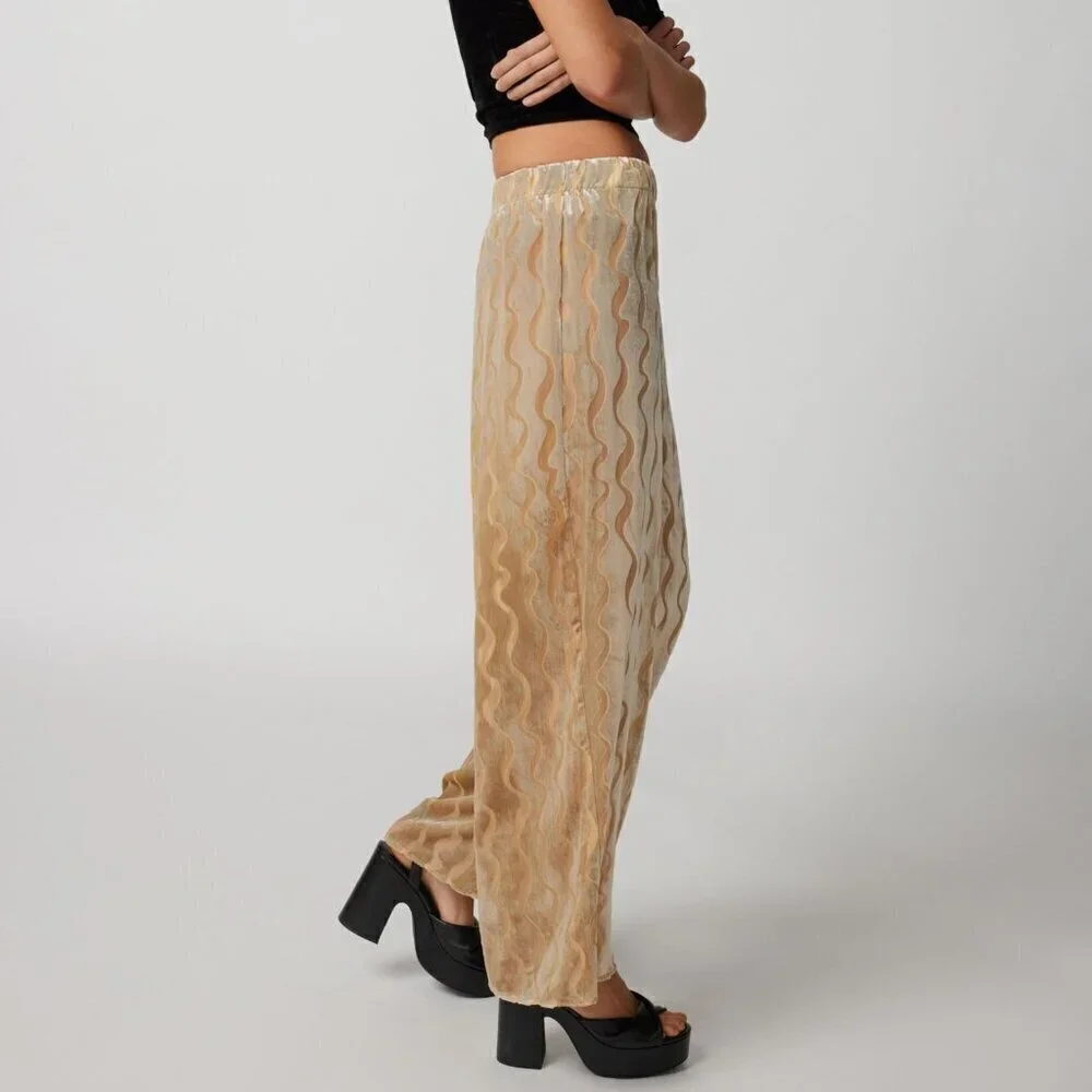 NWT Urban Renewal Party Remnants Neutral Velvet Burnout Pants